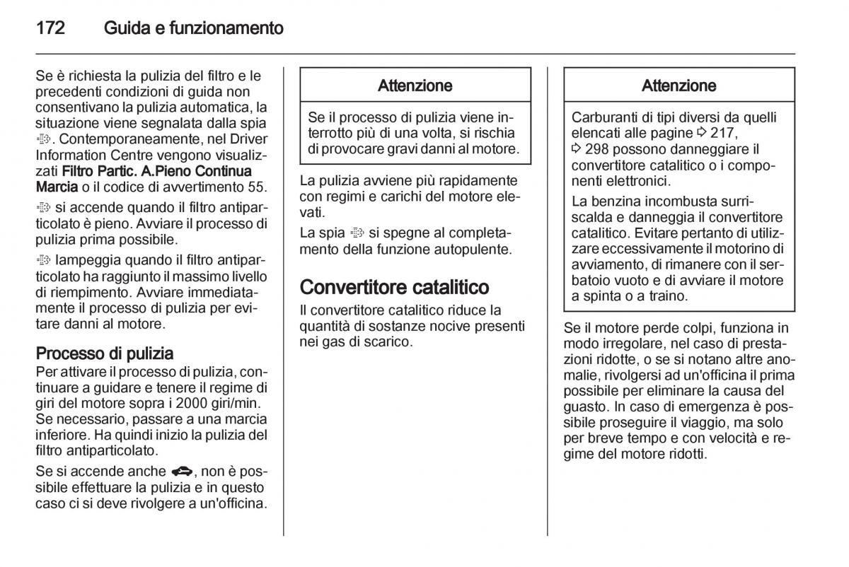 Opel Astra J IV 4 manuale del proprietario / page 174