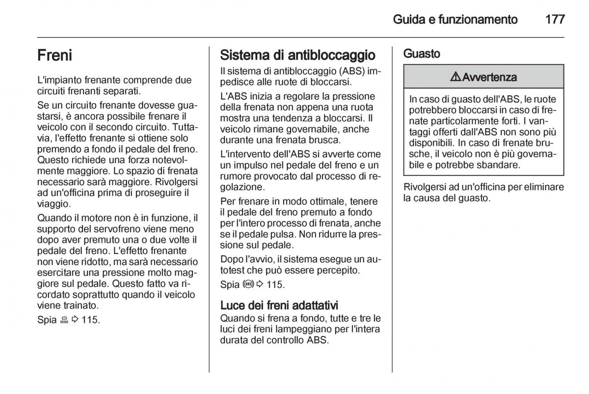 Opel Astra J IV 4 manuale del proprietario / page 179