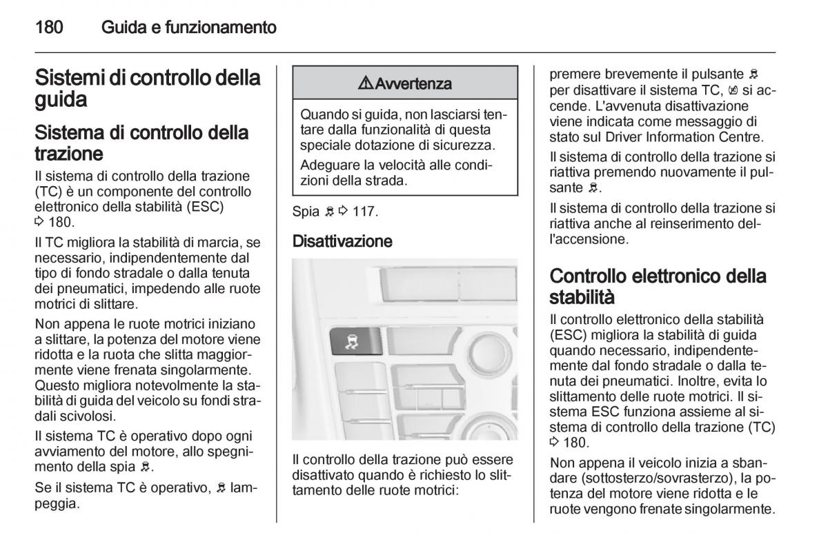 Opel Astra J IV 4 manuale del proprietario / page 182