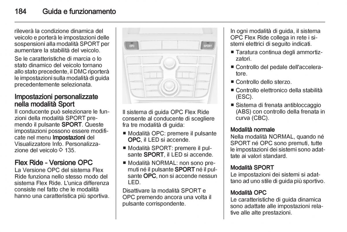 Opel Astra J IV 4 manuale del proprietario / page 186