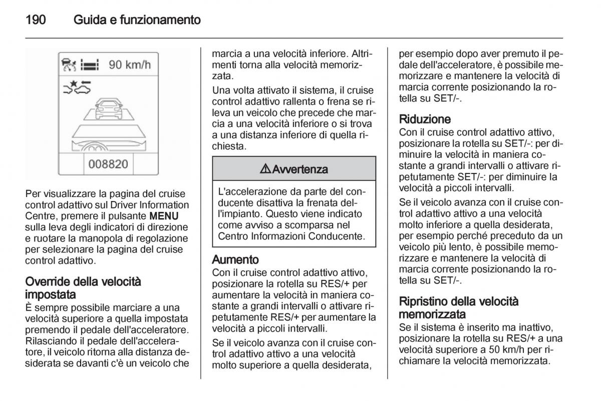 Opel Astra J IV 4 manuale del proprietario / page 192