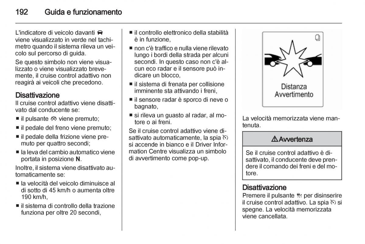 Opel Astra J IV 4 manuale del proprietario / page 194