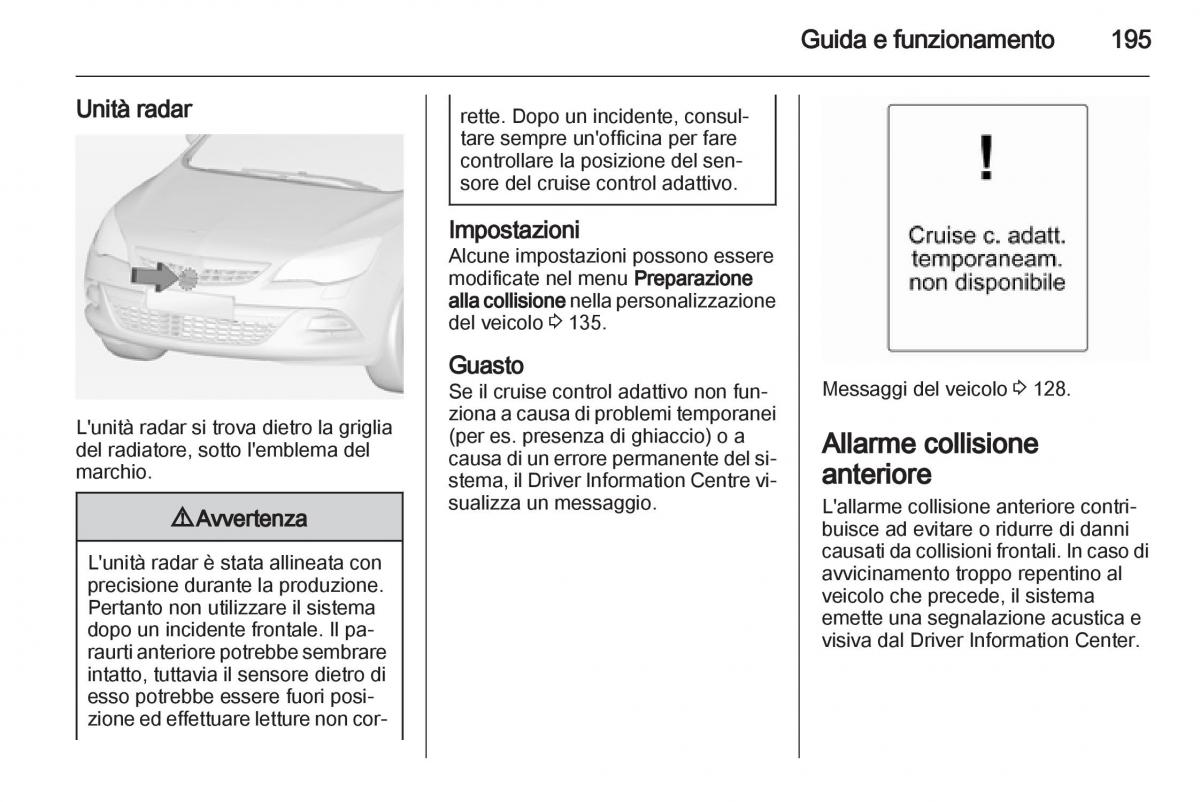 Opel Astra J IV 4 manuale del proprietario / page 197