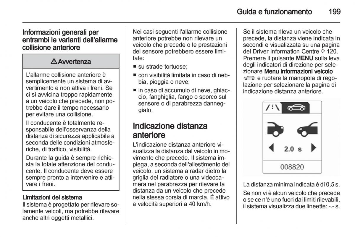 Opel Astra J IV 4 manuale del proprietario / page 201