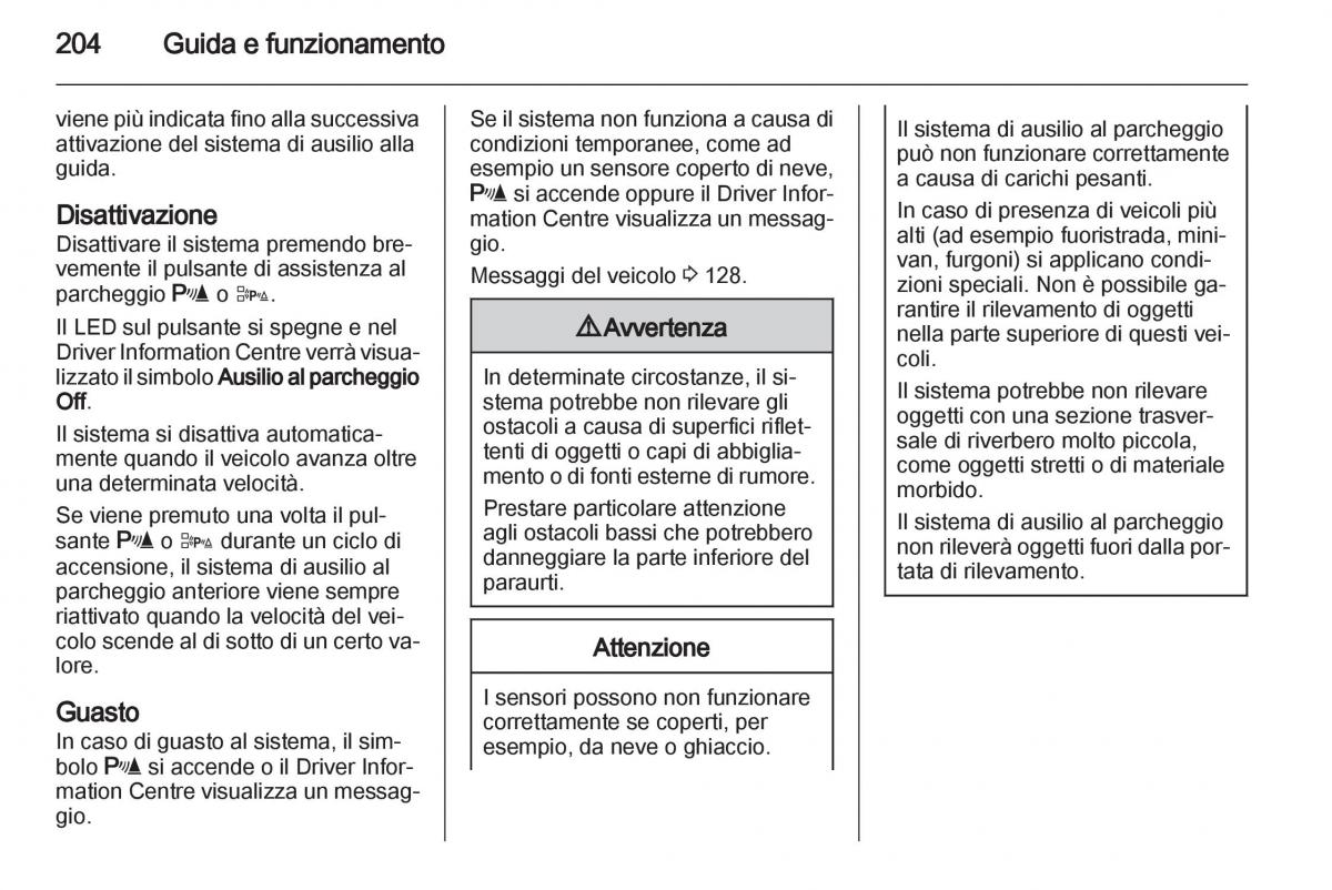 Opel Astra J IV 4 manuale del proprietario / page 206