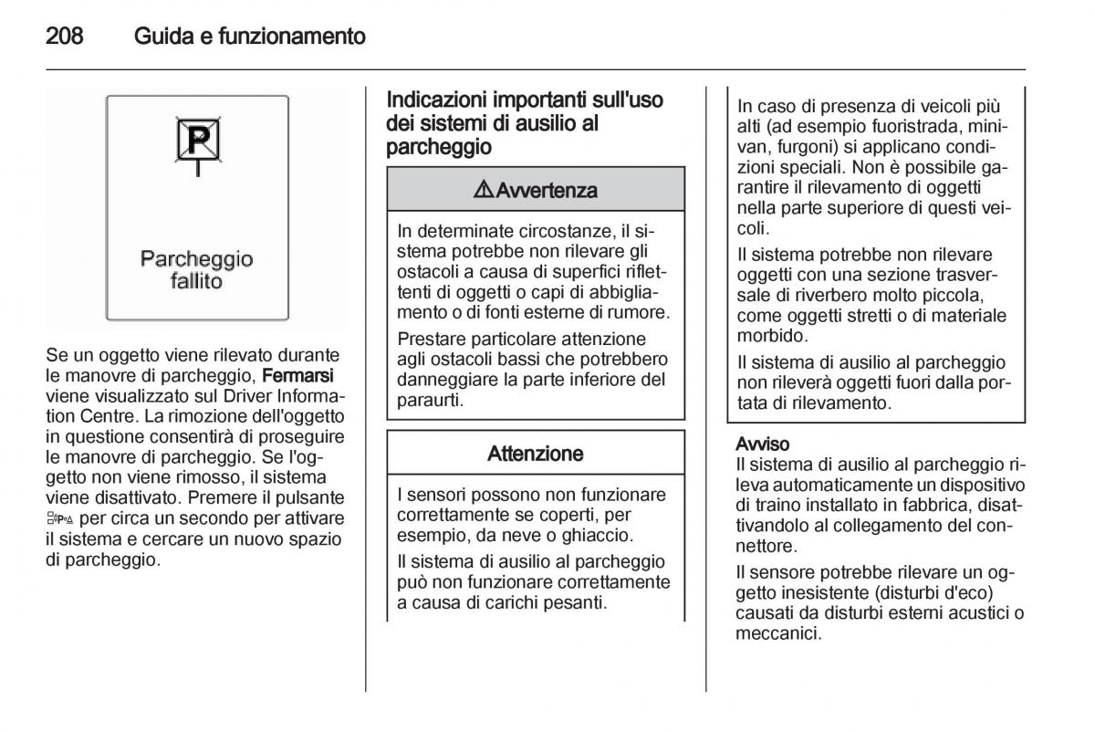 Opel Astra J IV 4 manuale del proprietario / page 210