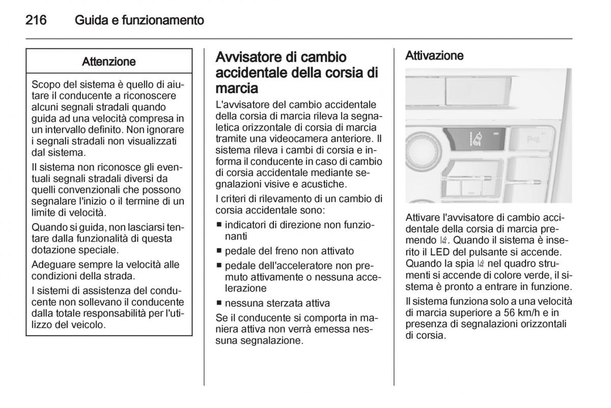 Opel Astra J IV 4 manuale del proprietario / page 218