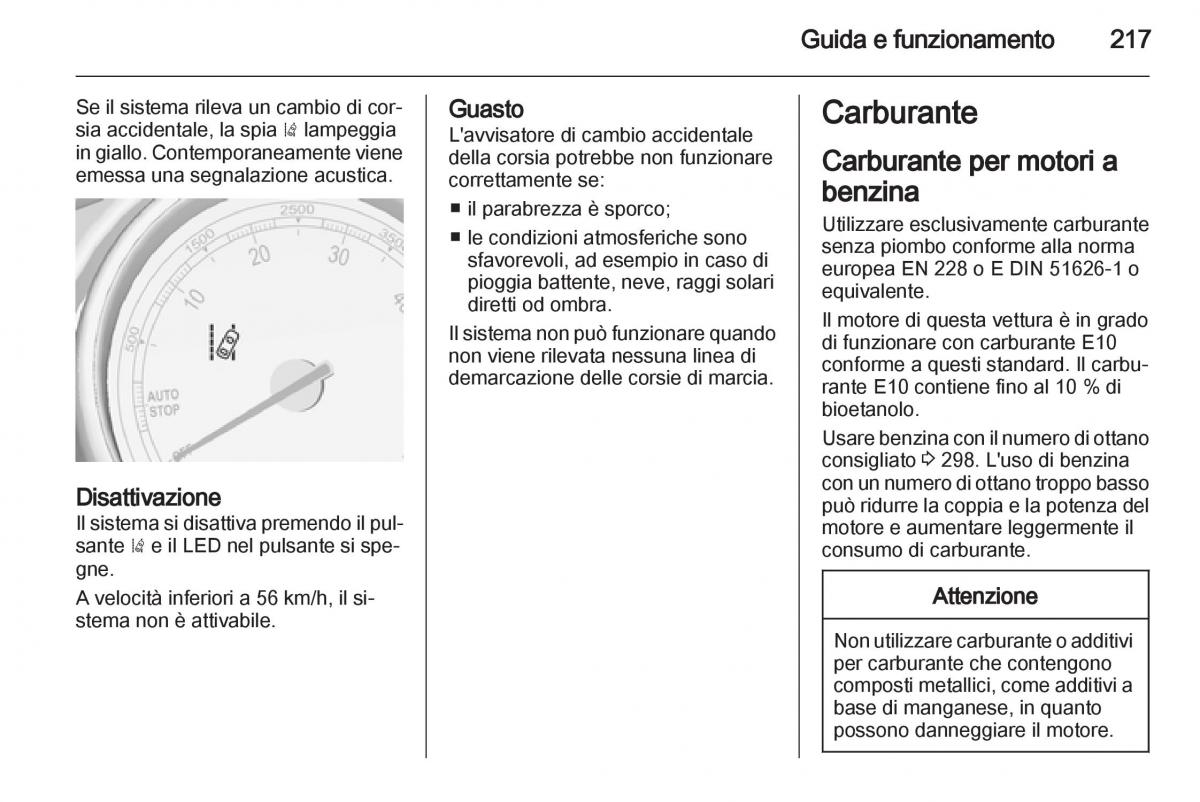 Opel Astra J IV 4 manuale del proprietario / page 219