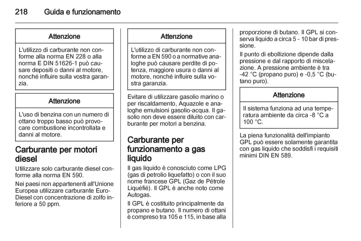 Opel Astra J IV 4 manuale del proprietario / page 220