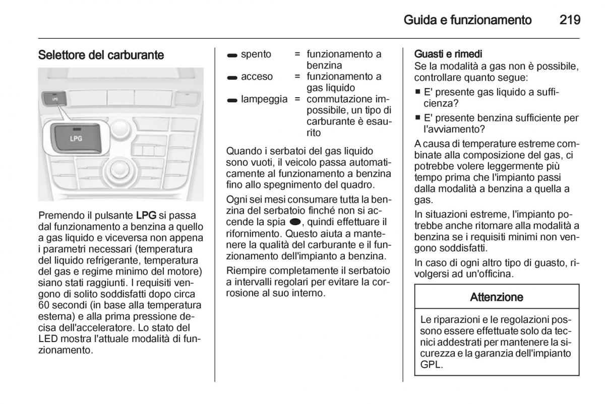 Opel Astra J IV 4 manuale del proprietario / page 221