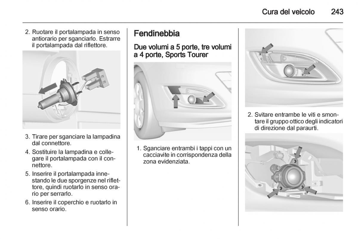 Opel Astra J IV 4 manuale del proprietario / page 245