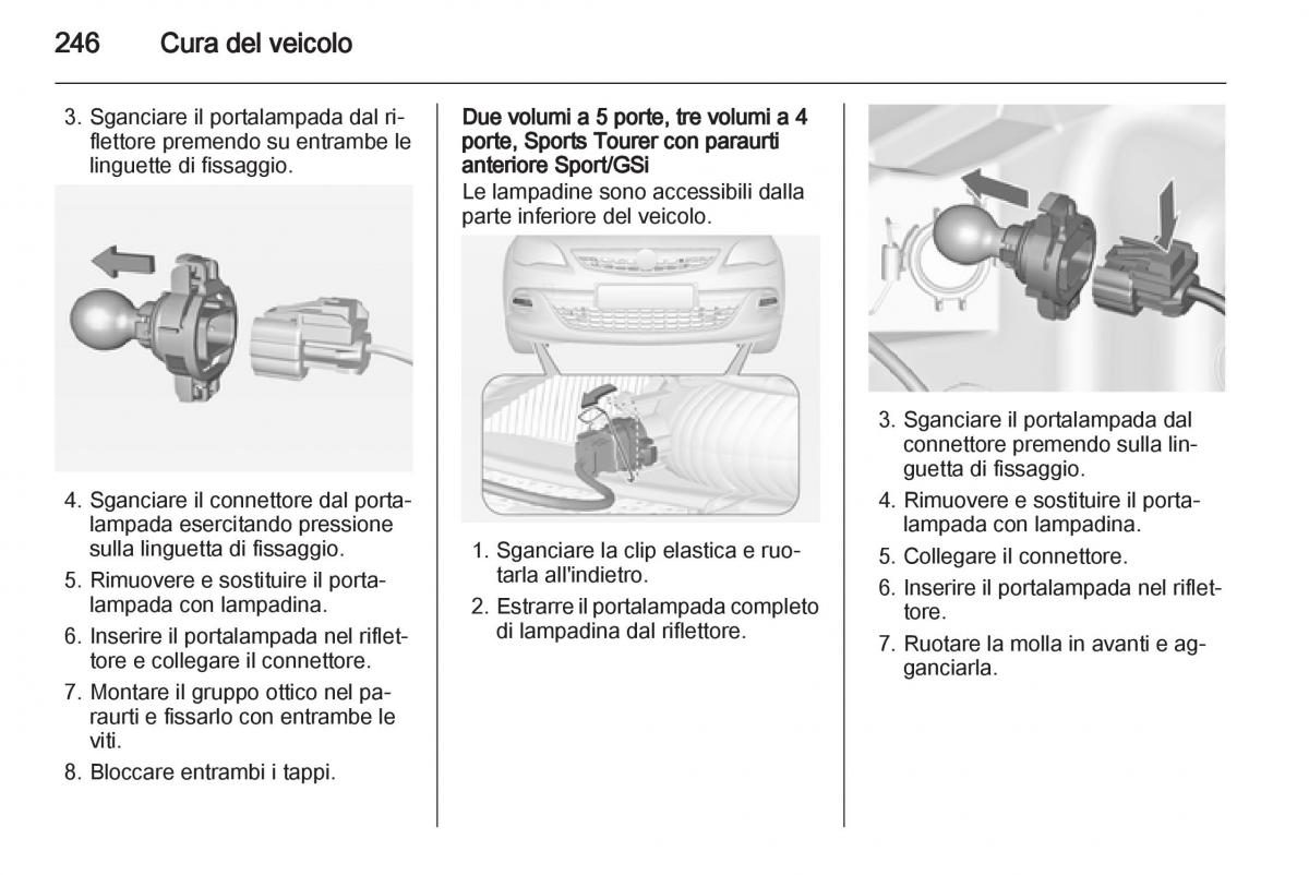 Opel Astra J IV 4 manuale del proprietario / page 248