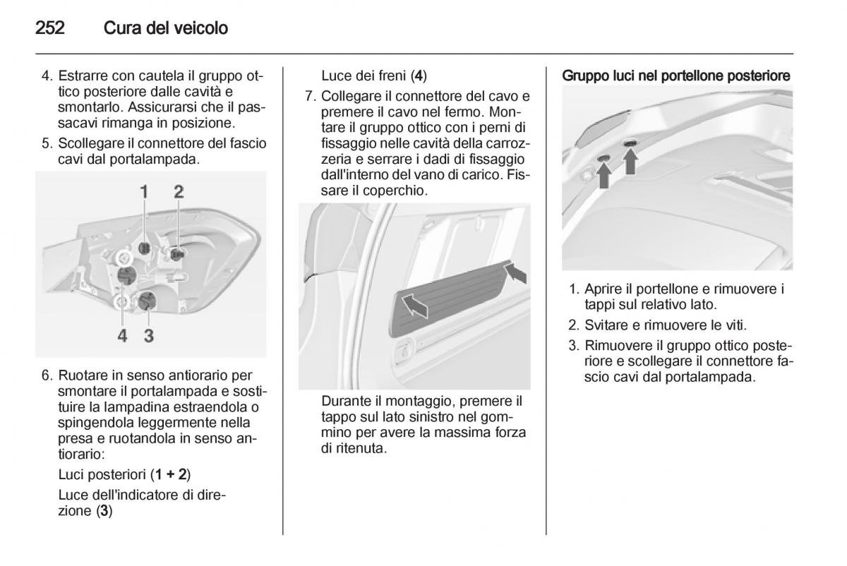 Opel Astra J IV 4 manuale del proprietario / page 254