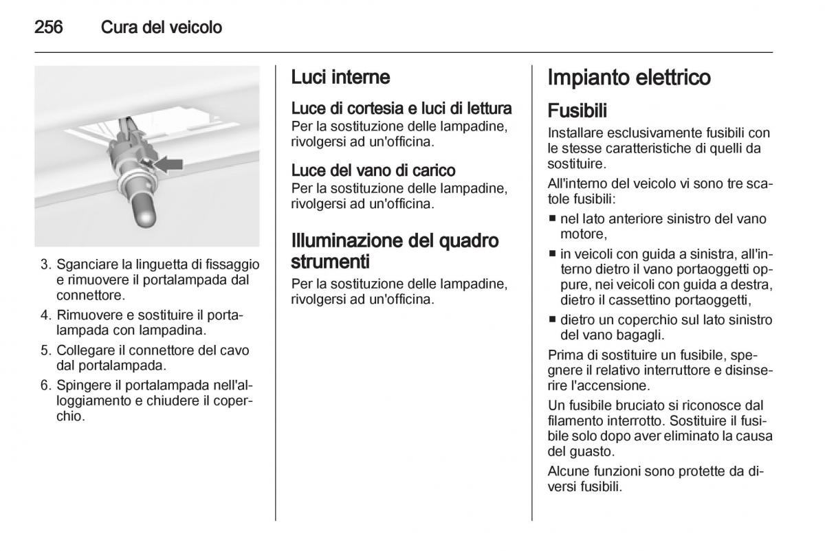 Opel Astra J IV 4 manuale del proprietario / page 258