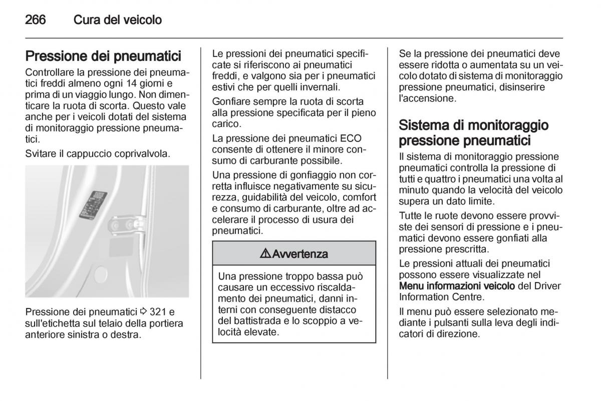 Opel Astra J IV 4 manuale del proprietario / page 268