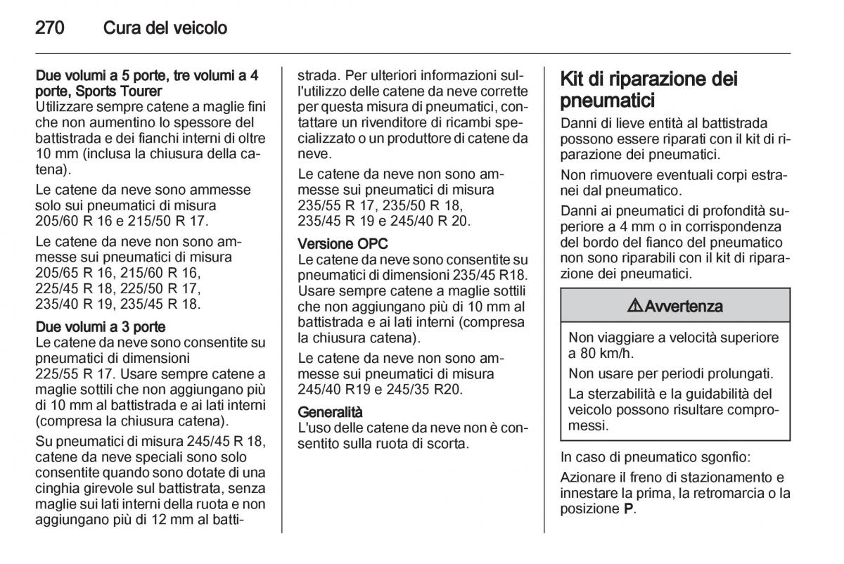 Opel Astra J IV 4 manuale del proprietario / page 272