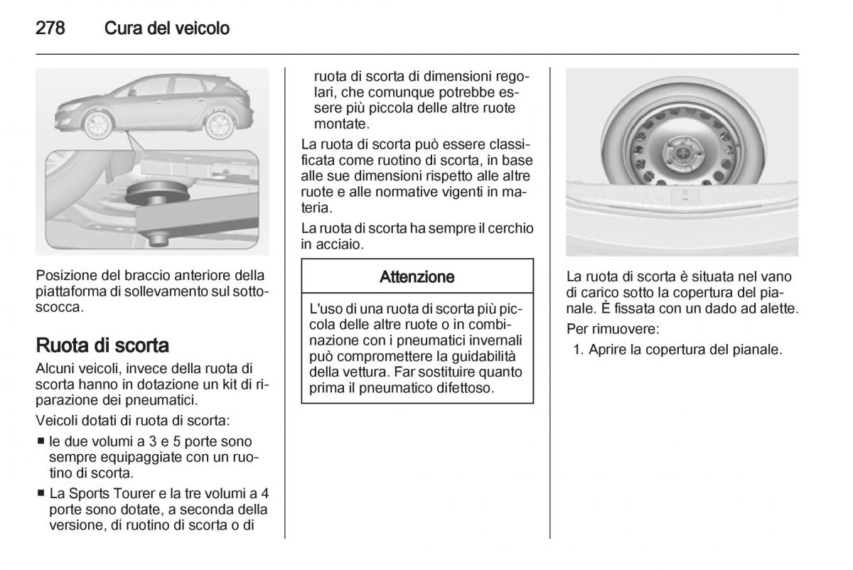 Opel Astra J IV 4 manuale del proprietario / page 280