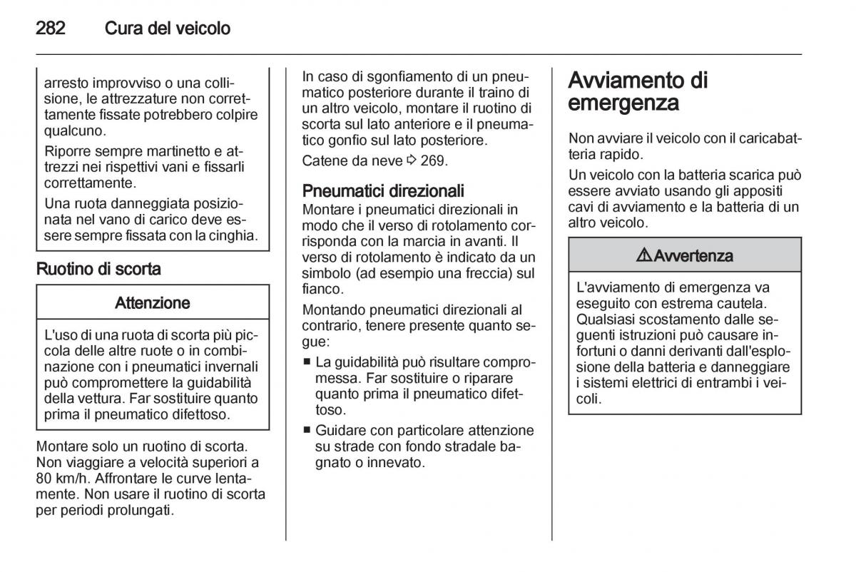 Opel Astra J IV 4 manuale del proprietario / page 284