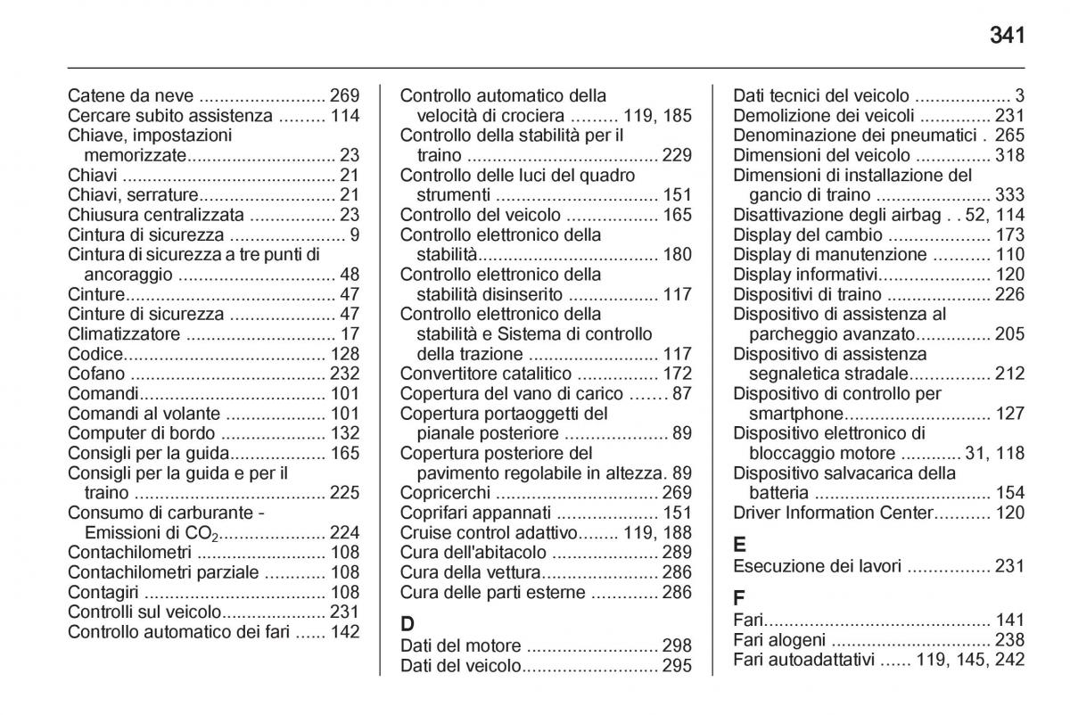 Opel Astra J IV 4 manuale del proprietario / page 343