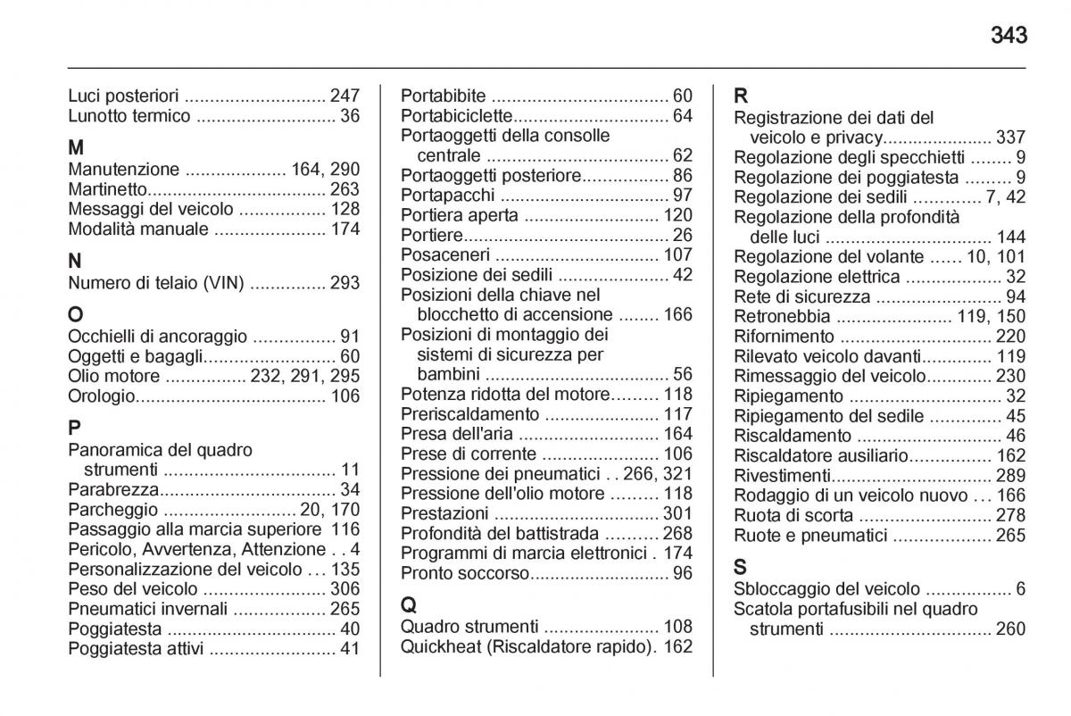 Opel Astra J IV 4 manuale del proprietario / page 345