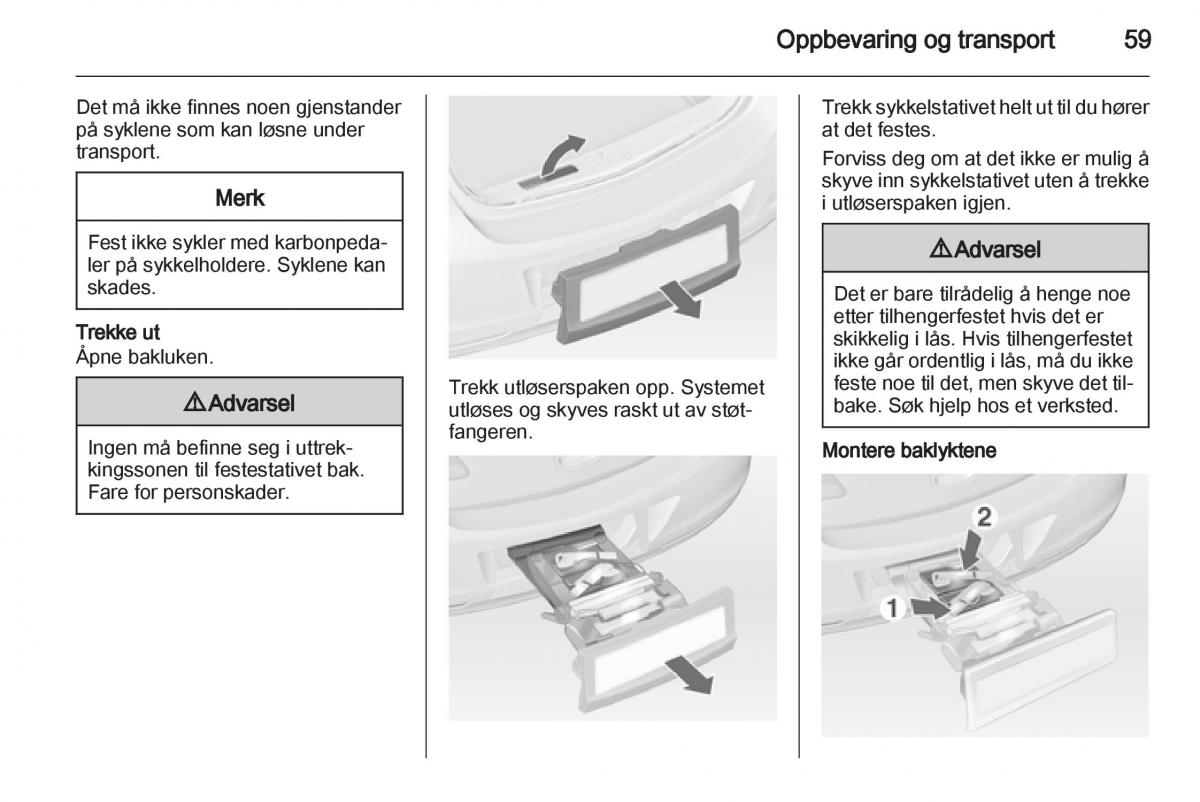 Opel Astra J IV 4 bruksanvisningen / page 61