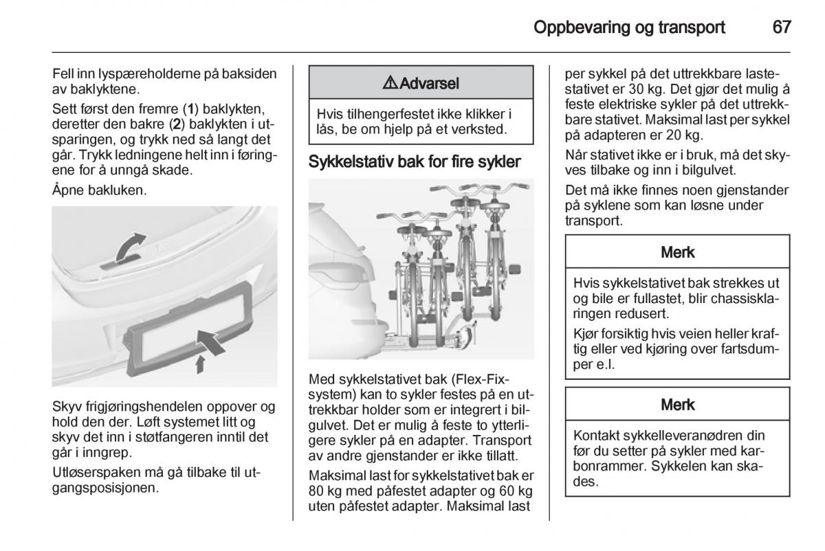 Opel Astra J IV 4 bruksanvisningen / page 69