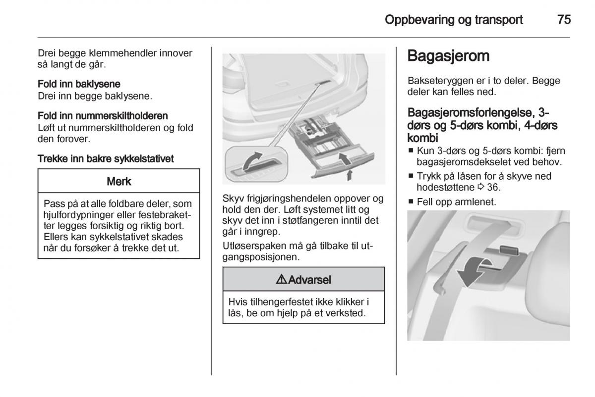 Opel Astra J IV 4 bruksanvisningen / page 77