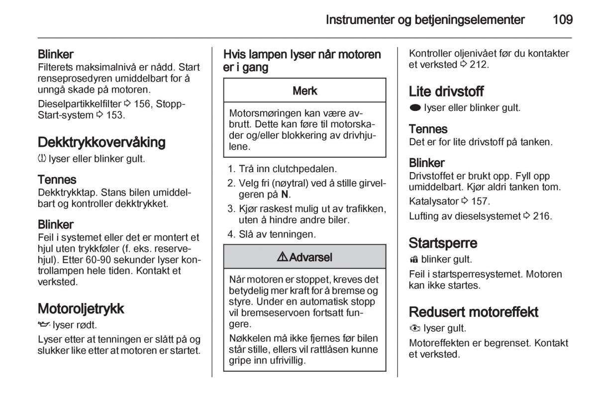 Opel Astra J IV 4 bruksanvisningen / page 111