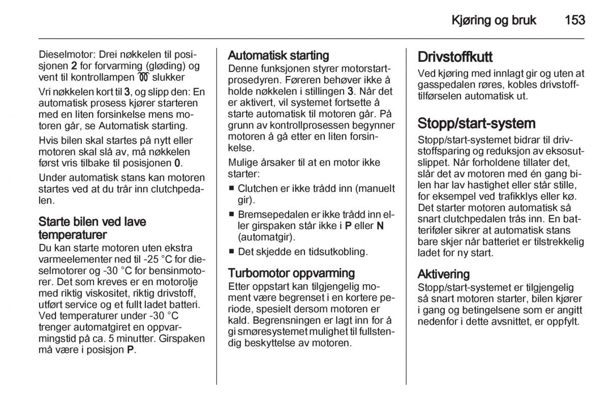 Opel Astra J IV 4 bruksanvisningen / page 155