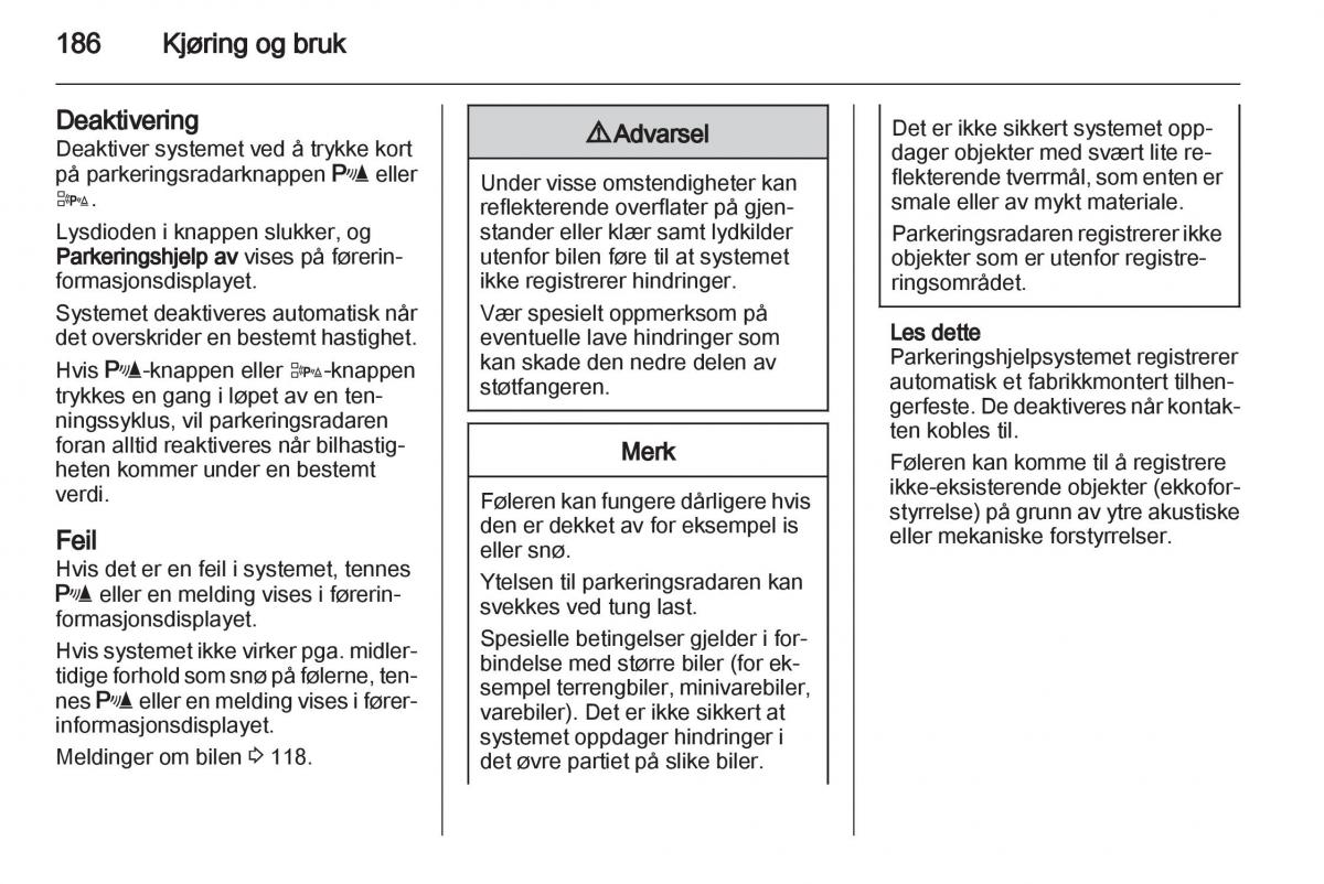 Opel Astra J IV 4 bruksanvisningen / page 188