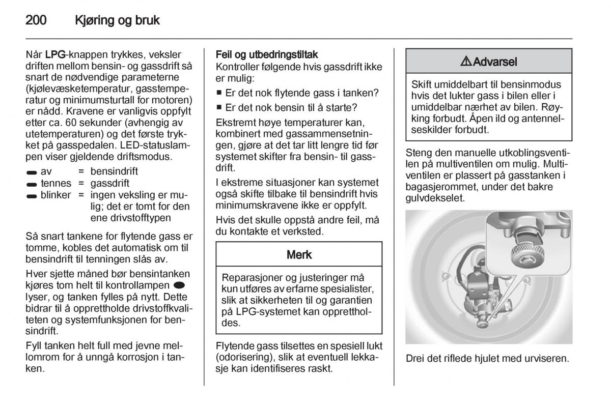 Opel Astra J IV 4 bruksanvisningen / page 202