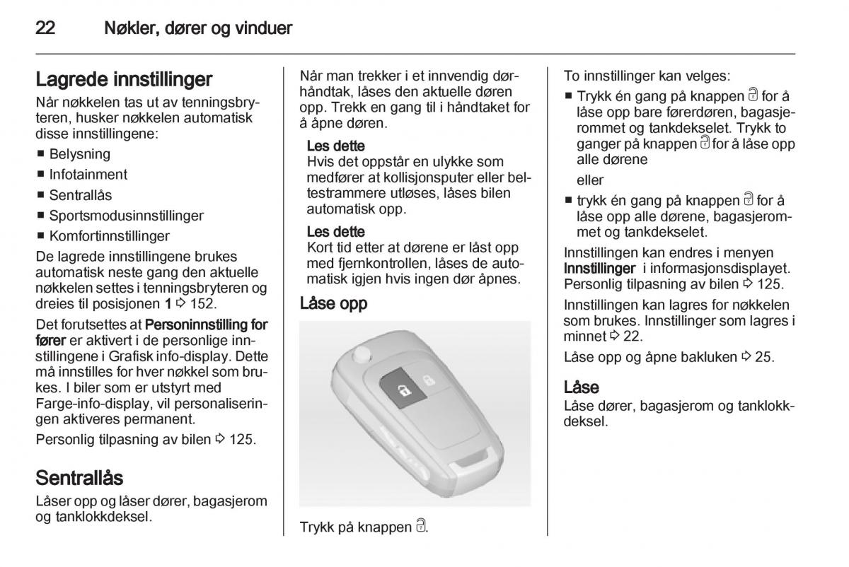 Opel Astra J IV 4 bruksanvisningen / page 24