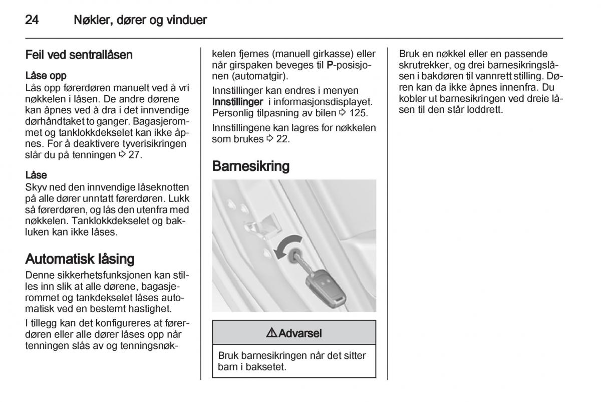 Opel Astra J IV 4 bruksanvisningen / page 26