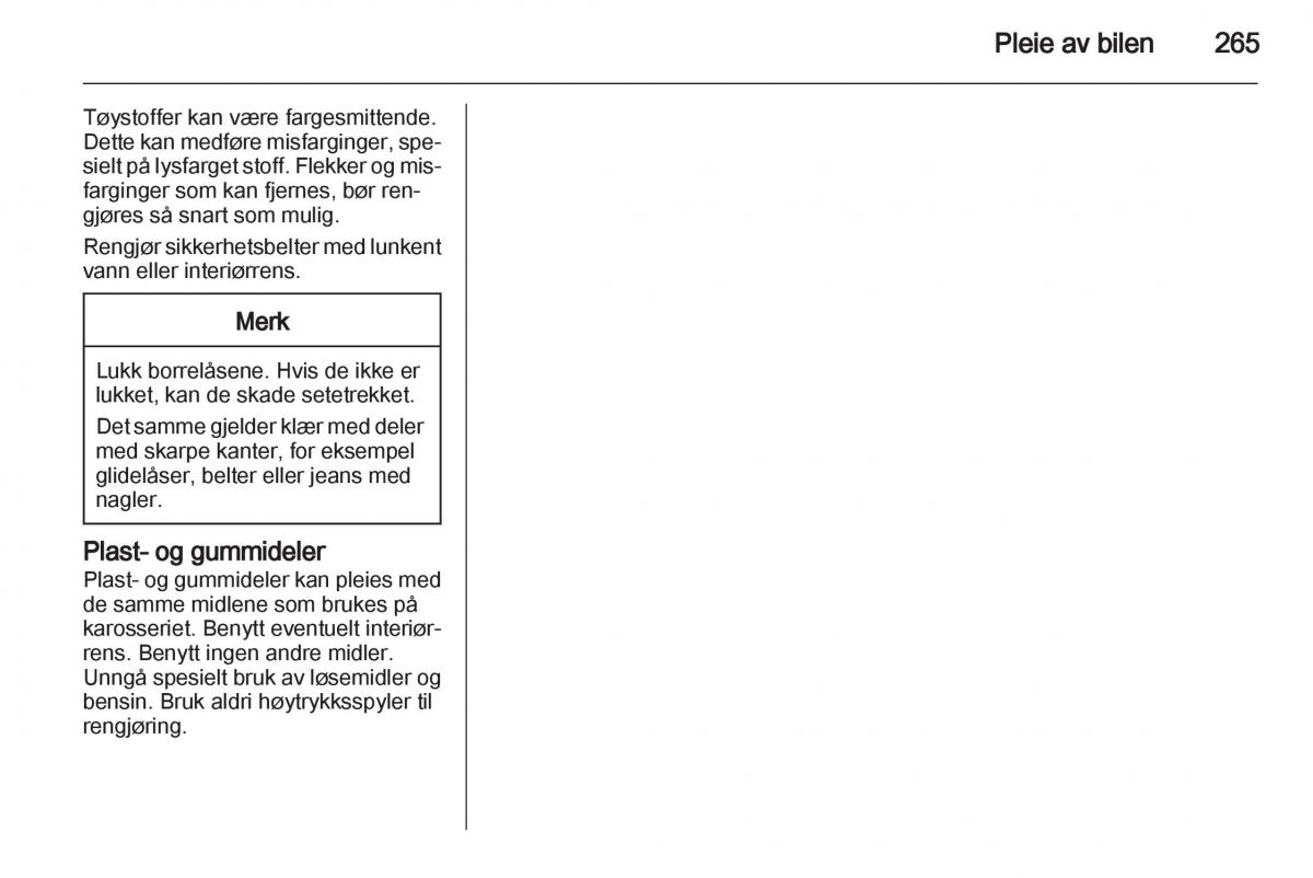 Opel Astra J IV 4 bruksanvisningen / page 267