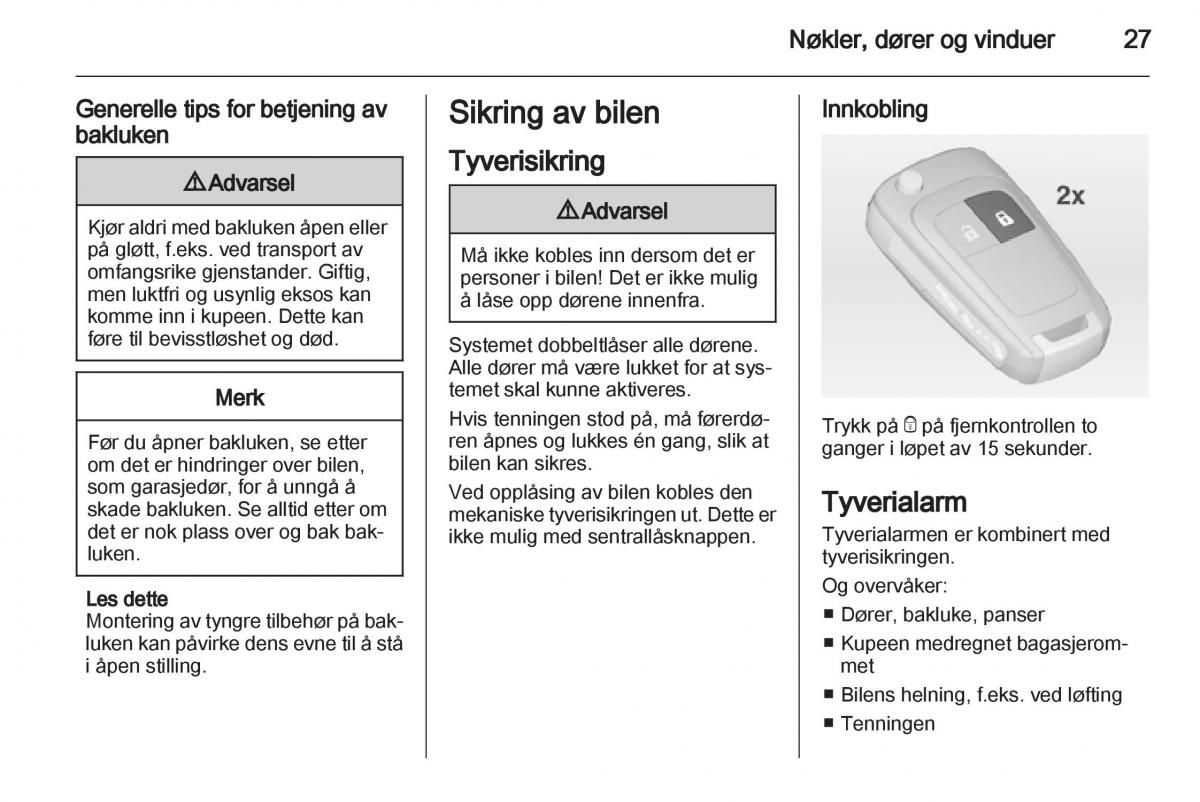 Opel Astra J IV 4 bruksanvisningen / page 29