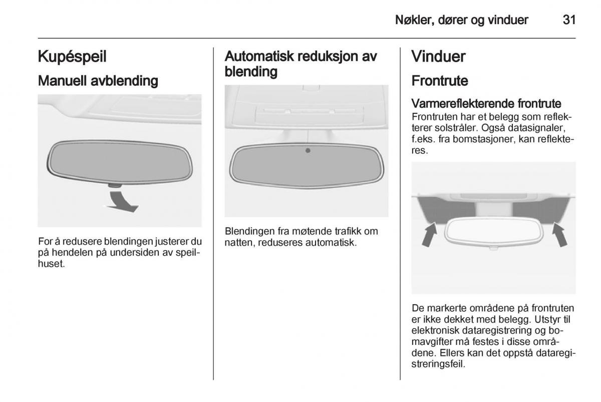 Opel Astra J IV 4 bruksanvisningen / page 33