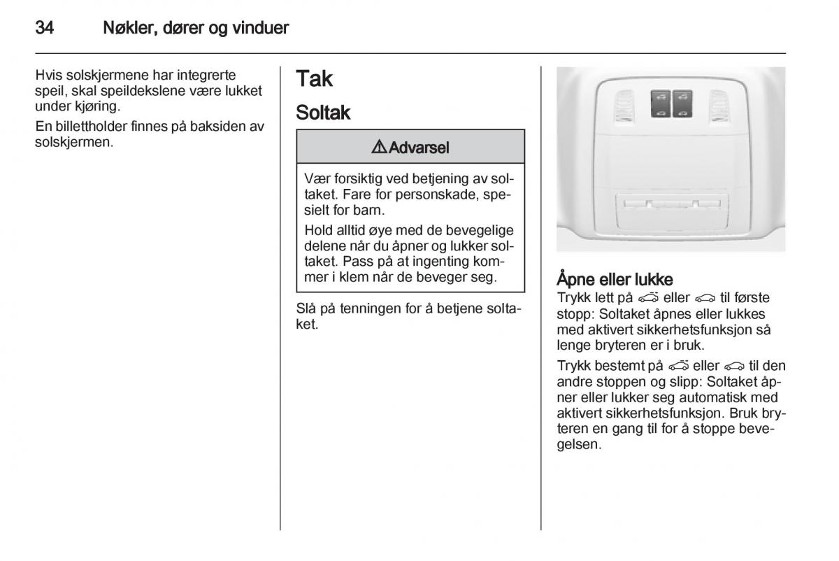 Opel Astra J IV 4 bruksanvisningen / page 36