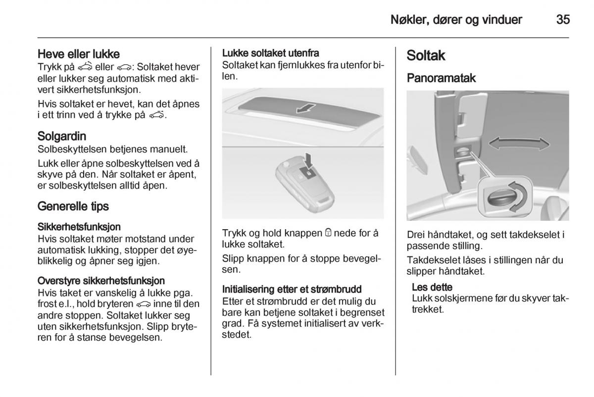 Opel Astra J IV 4 bruksanvisningen / page 37