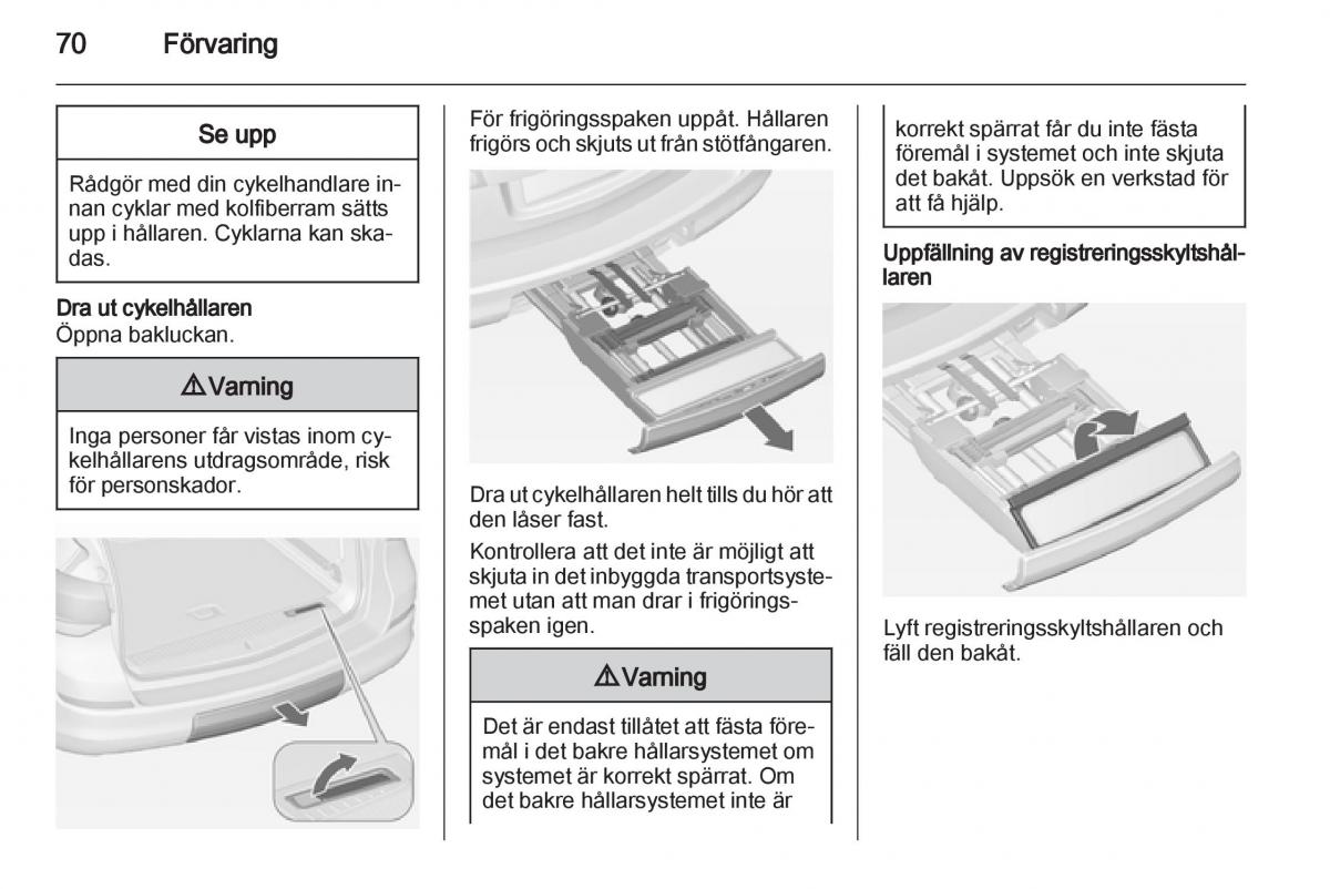 Opel Astra J IV 4 instruktionsbok / page 72