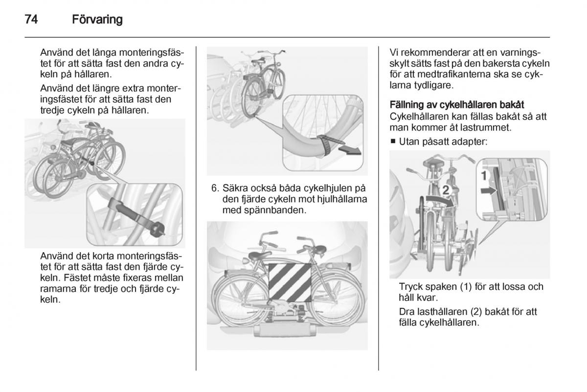 Opel Astra J IV 4 instruktionsbok / page 76