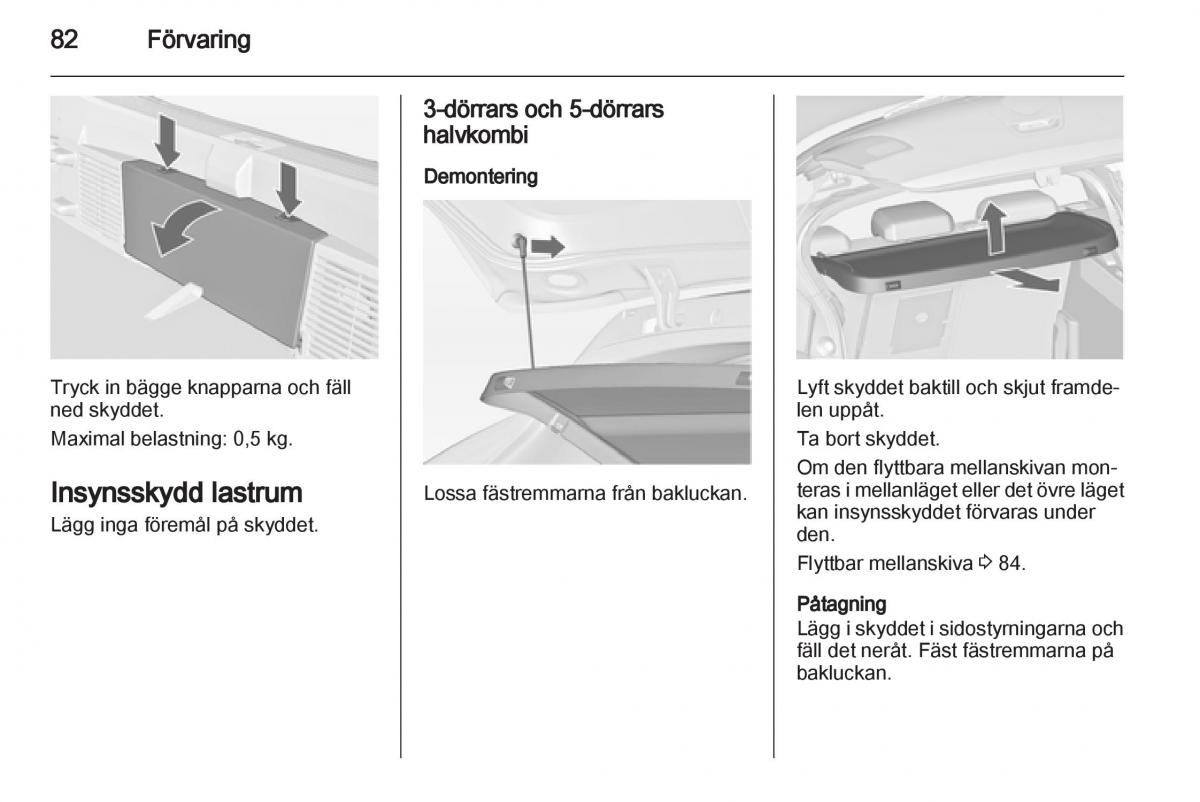 Opel Astra J IV 4 instruktionsbok / page 84