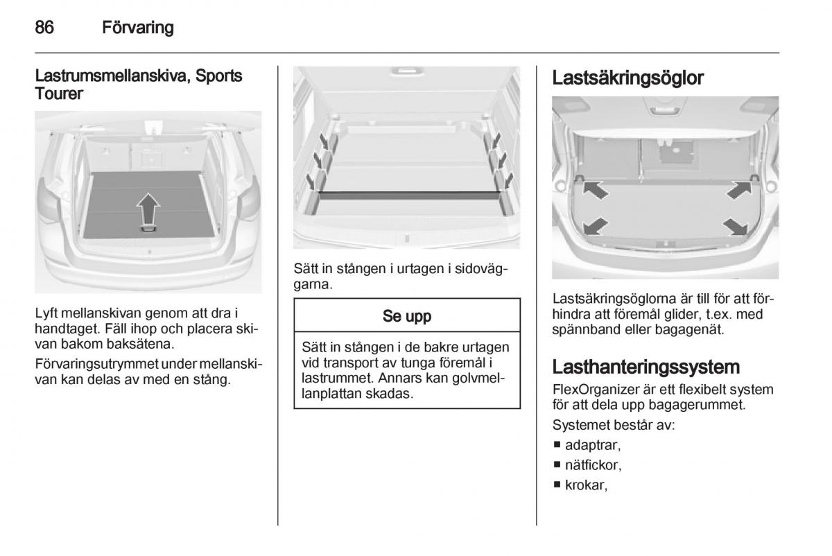 Opel Astra J IV 4 instruktionsbok / page 88