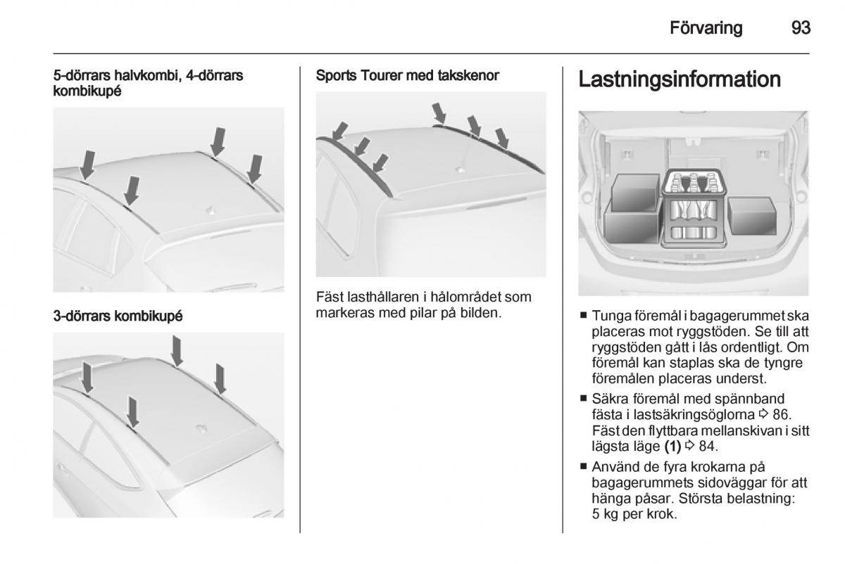 Opel Astra J IV 4 instruktionsbok / page 95