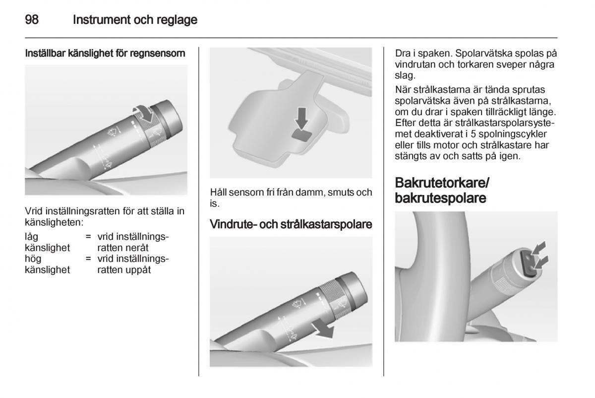 Opel Astra J IV 4 instruktionsbok / page 100