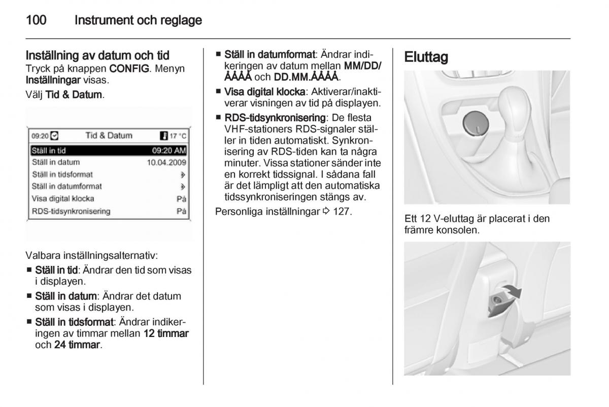 Opel Astra J IV 4 instruktionsbok / page 102