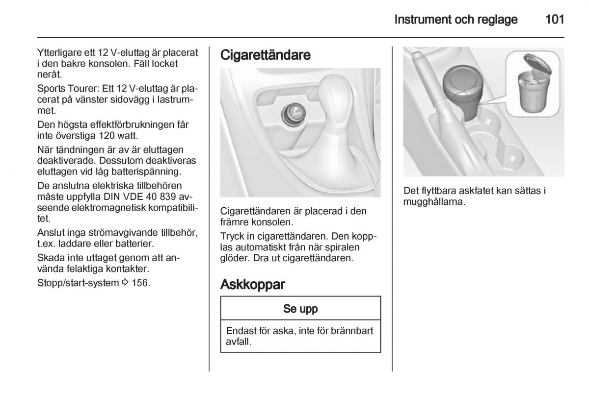 Opel Astra J IV 4 instruktionsbok / page 103