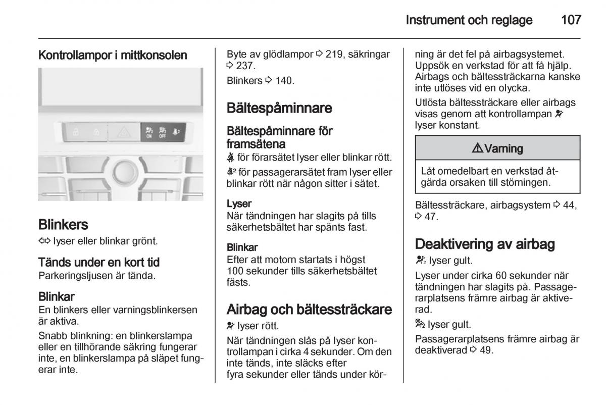 Opel Astra J IV 4 instruktionsbok / page 109