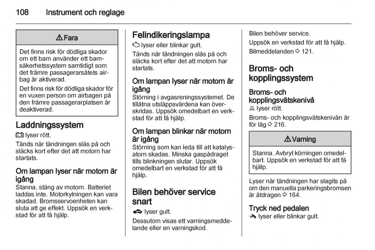 Opel Astra J IV 4 instruktionsbok / page 110