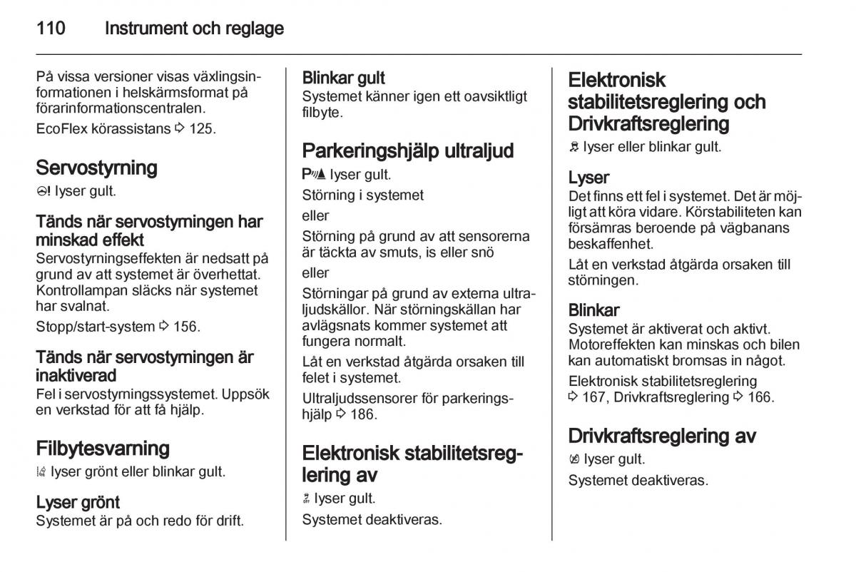 Opel Astra J IV 4 instruktionsbok / page 112