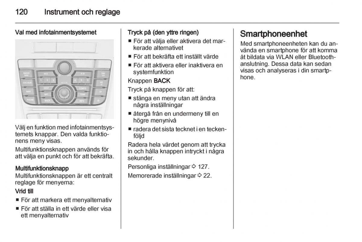 Opel Astra J IV 4 instruktionsbok / page 122